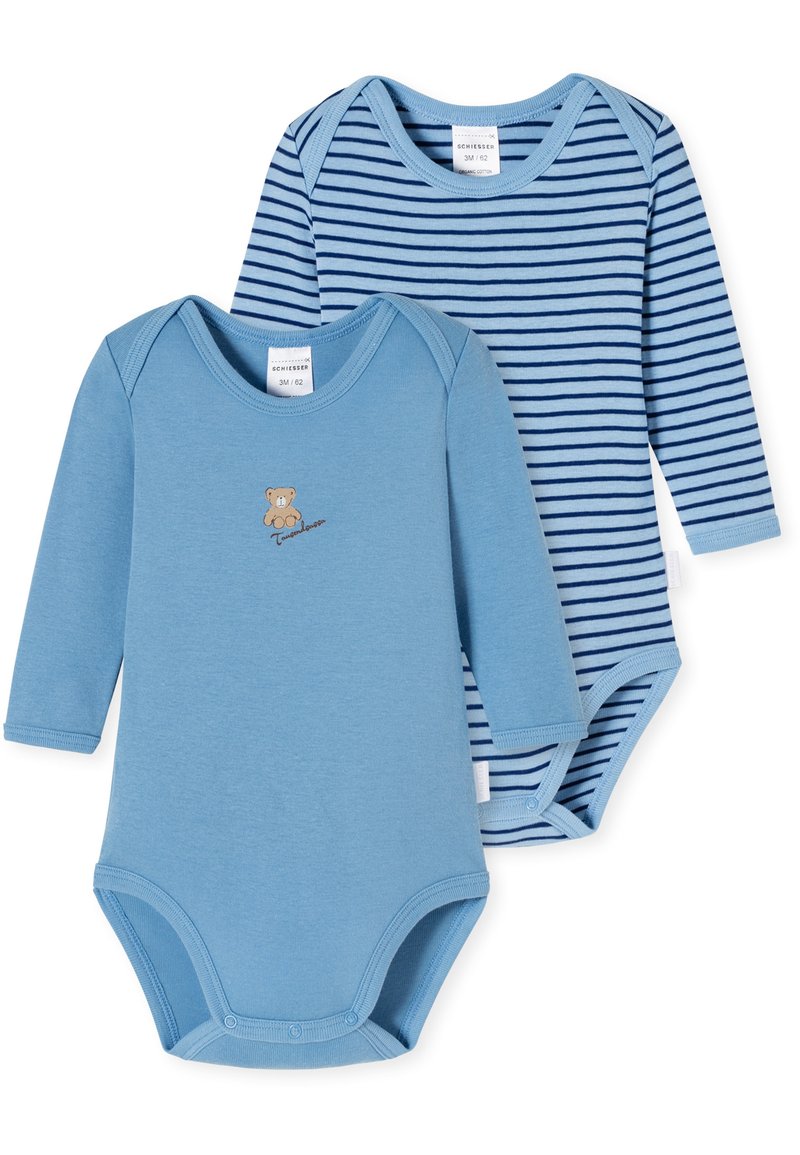 Schiesser Baby Unisex 2 Pack Wrap Bodysuit Short-Sleeved And With Buttons - 100% Organic Cotton - Size 56 To 104 - View #5