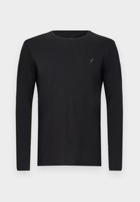 Μαύρο μακρυμάνικο μπλουζάκι από βαμβακερό ύφασμα με στρογγυλή λαιμόκοψη και μικρό κεντητό λογότυπο στο στήθος. Μαλακή υφή, κλασική εφαρμογή.