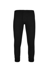 Schwarze thermische Leggings mit einengendem Design, aus dehnbarem, geripptem Stoff hergestellt. Mit elastischem Bund und schmal zulaufenden Bündchen an den Knöcheln.