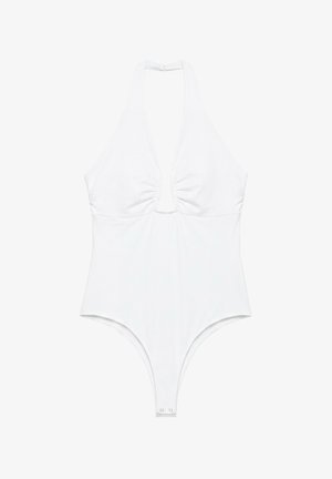 PULL&BEAR, GATHERED HALTER - BODYSUIT - Body - white