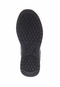Zwarte rubberen zool met een textuurpatroon van diamantvormen, het logo "FIDELIO" geperst, en een gevoerde rand voor comfort.