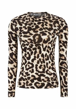 Košulja dugih rukava, uskog kroja s leopard uzorkom u bež, smeđoj i crnoj boji te okruglim izrezom.
