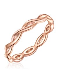 Prsteň z ružového zlata s krúteným dizajnom, obsahujúci oválne výrezy. Hladký povrch a okrúhly tvar vytvárajú elegantný vzhľad.