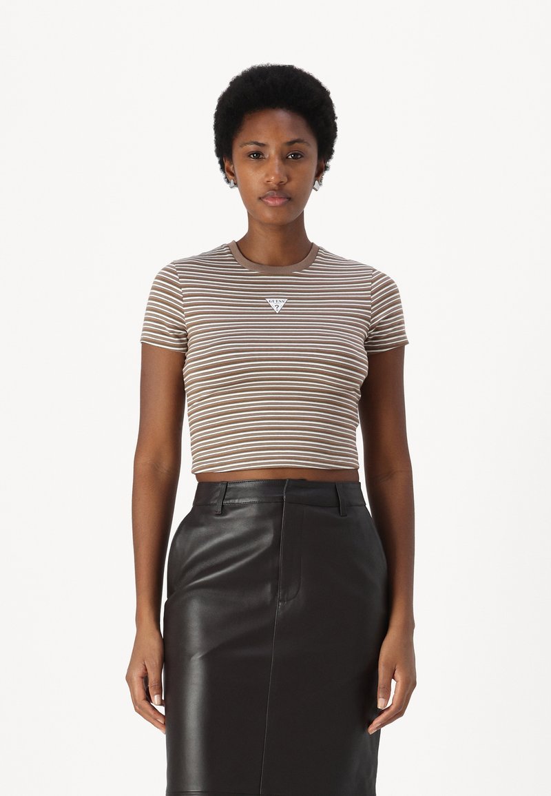 Guess Originals GO CORE STRIPE - T-shirts med print - olive