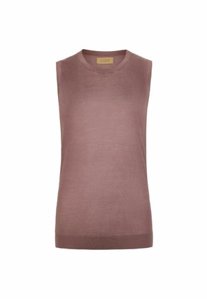 Bezrękawnik w kolorze przygaszonego różu z okrągłym dekoltem i prążkowanym dołem marki Falconeri, wykonany z delikatnego, lekkiego materiału.
