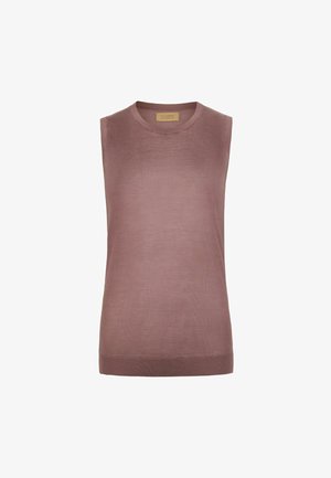 Ärmelloses Stricktop in staubigem Rosé mit Rundhalsausschnitt und geripptem Saum von Falconeri, gefertigt aus feinem, leichtem Stoff.