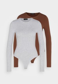 2 PACK - Top s dlouhým rukávem - brown/mottled light grey