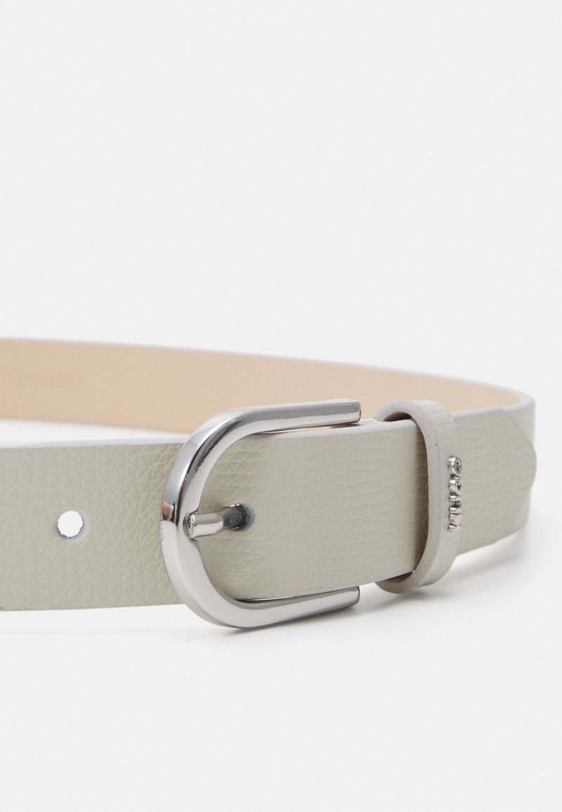 Hugo Boss Cream Textured Belt with Silver Buckle BOSS - Suede belt with silver-tone buckle - Beige main image 4