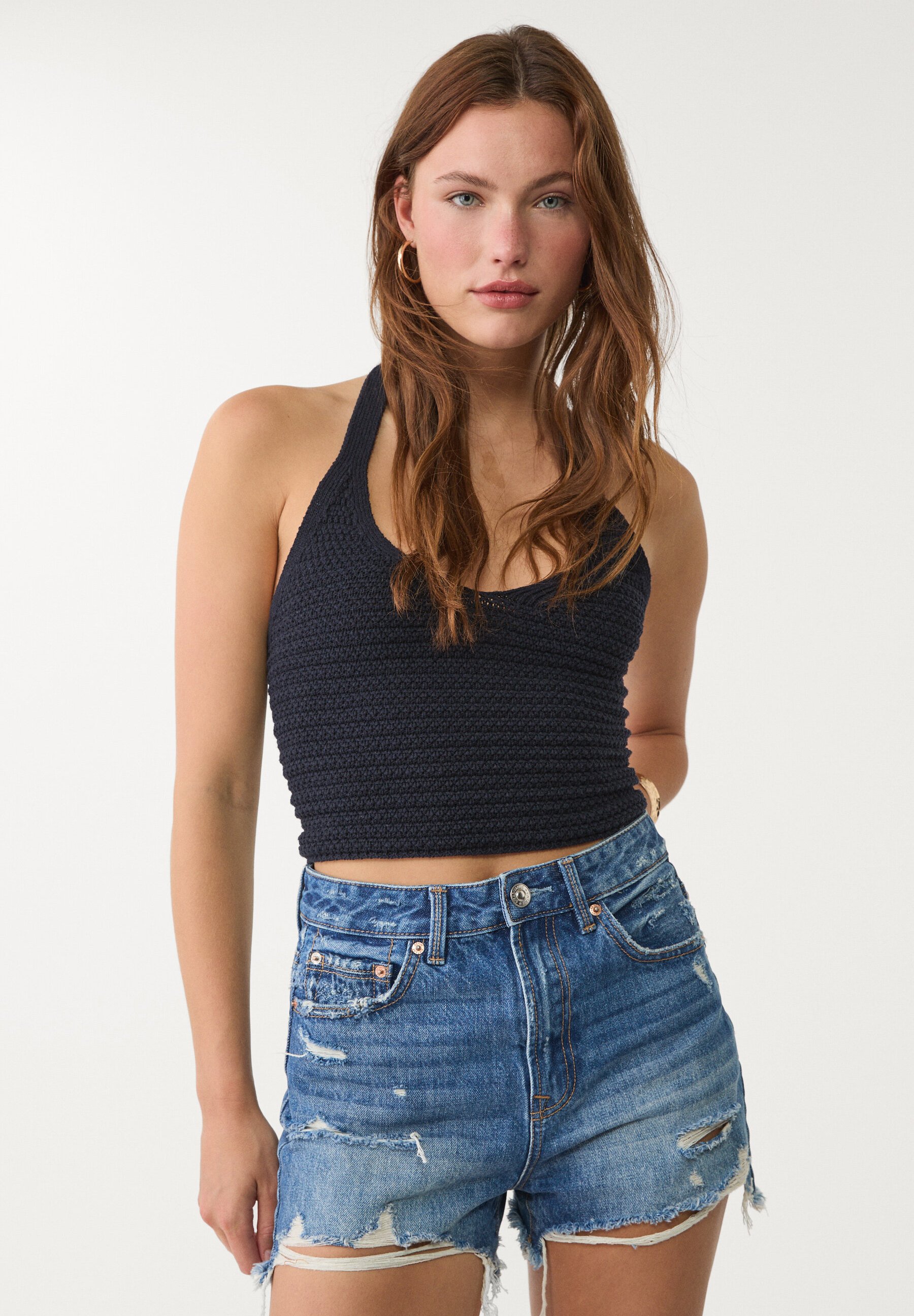 【Sobaq】TR Crop Short PD Stradivarius - Szorty jeansowe/jasnoniebieski denim - Zalando.pl