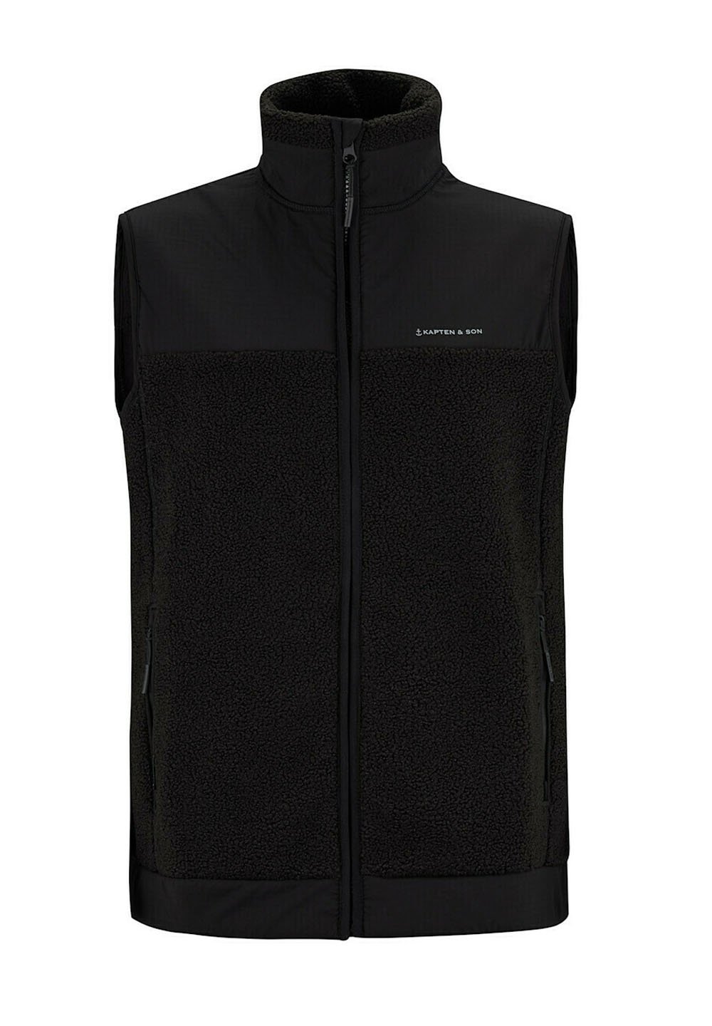 Kapten & Son TEDDY FLEECE VEST - Waistcoat - midnight black/black