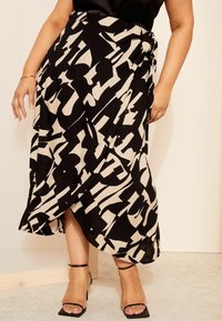 Friends Like These GEO PRINT - REGULAR FIT - Zavinovacia sukňa - black