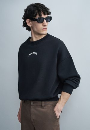 Palm Angels BACK CURVED LOGO LOOSE CREW - Φούτερ - black/off white