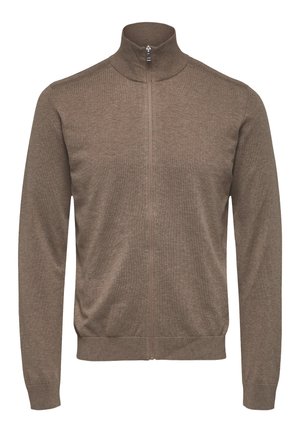 Selected, SLHBERG FULL ZIP - Chaqueta de punto - teak melange