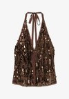 SEQUINNED HALTER - TOP - Débardeur - brown