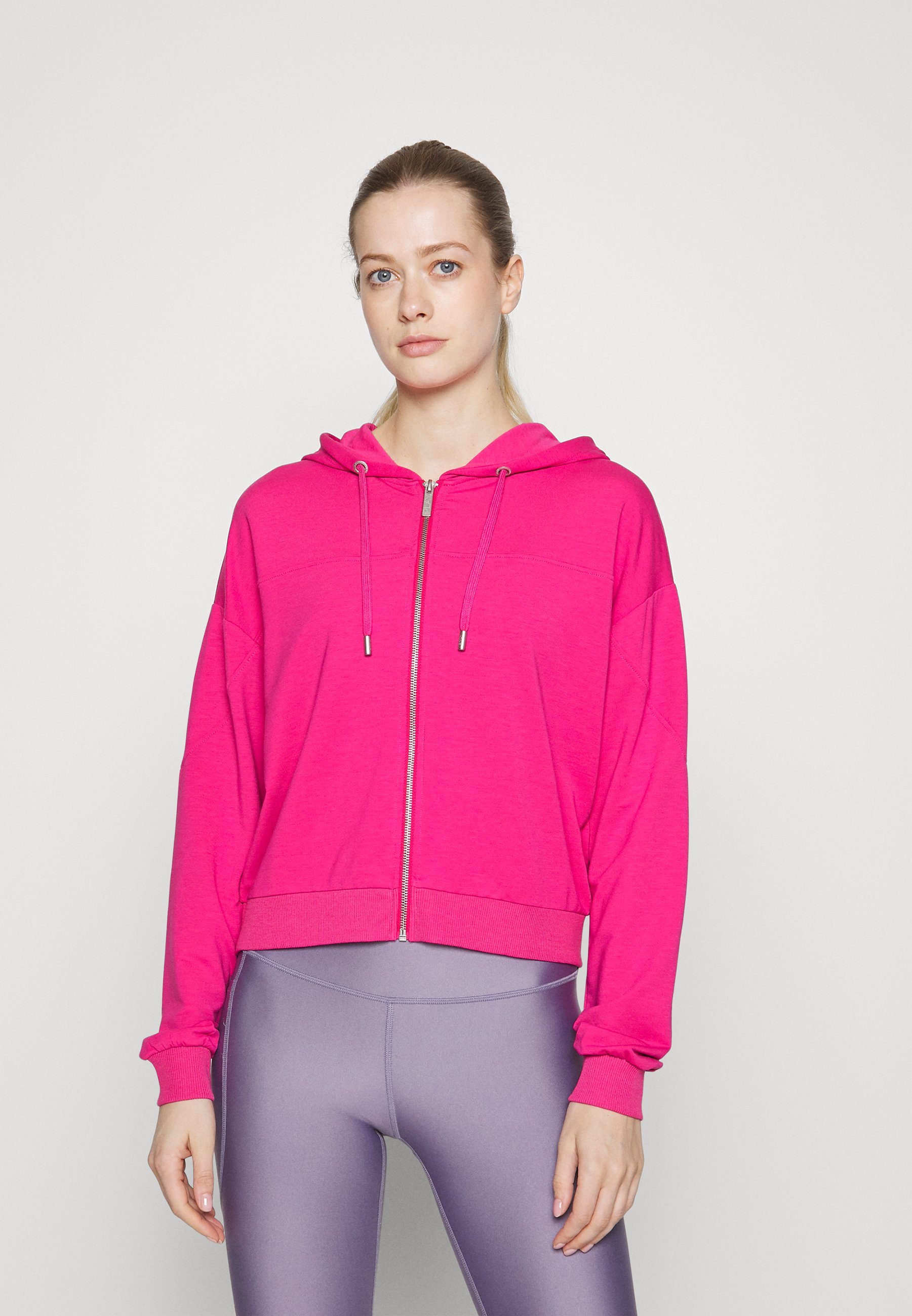 ONLY Play ONPMANEL ZIP SHORT HOOD - Sweater met rits - fuchsia  fedora/donkerroze - Zalando.nl