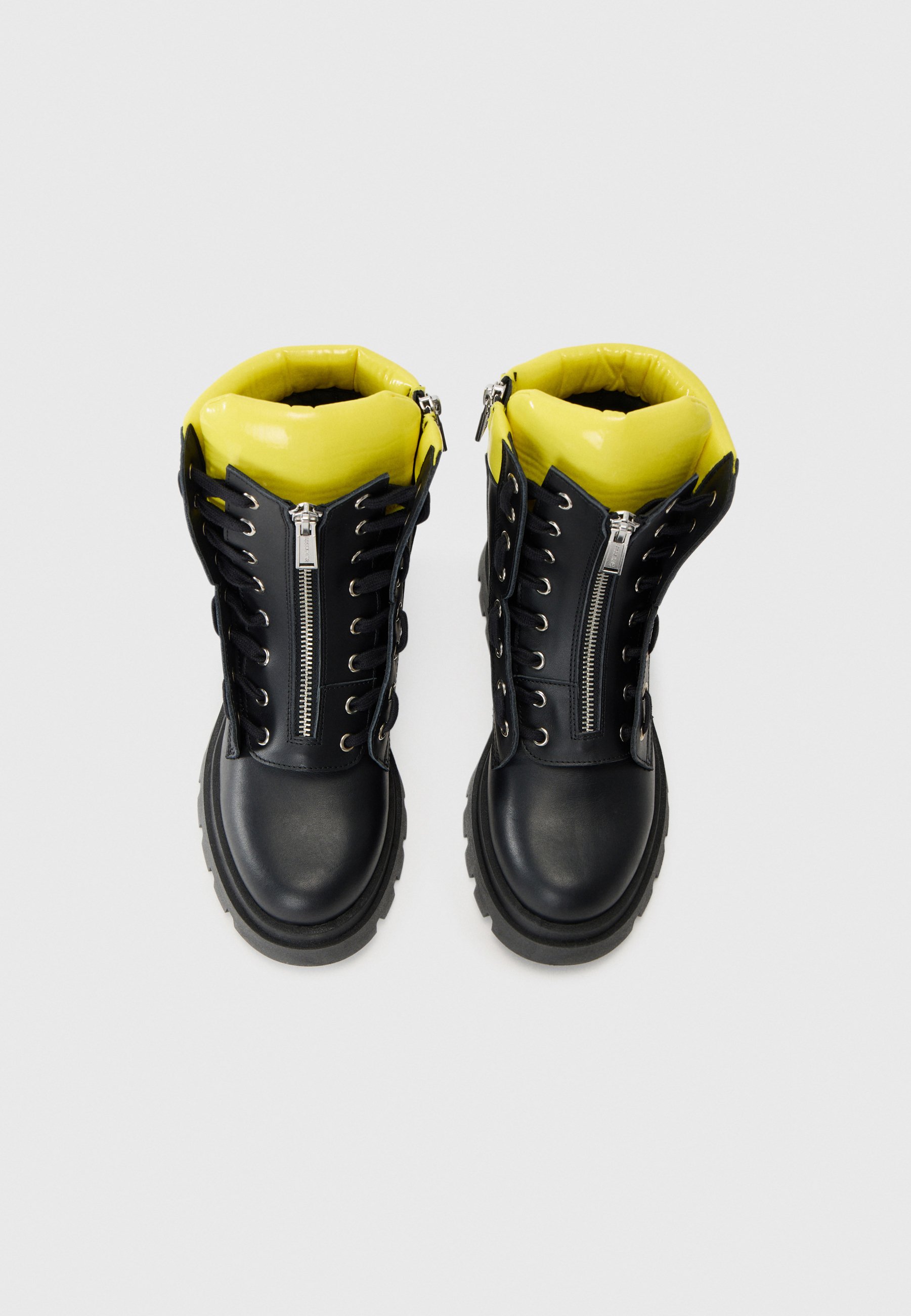 靴 DSQUARED2 Leather lace up short boots Dsquared2 UNISEX - Lace-up ankle boots - black/yellow/black