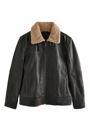 REGULAR FIT - SHEARLING COLLAR  - Lederjacke - brown