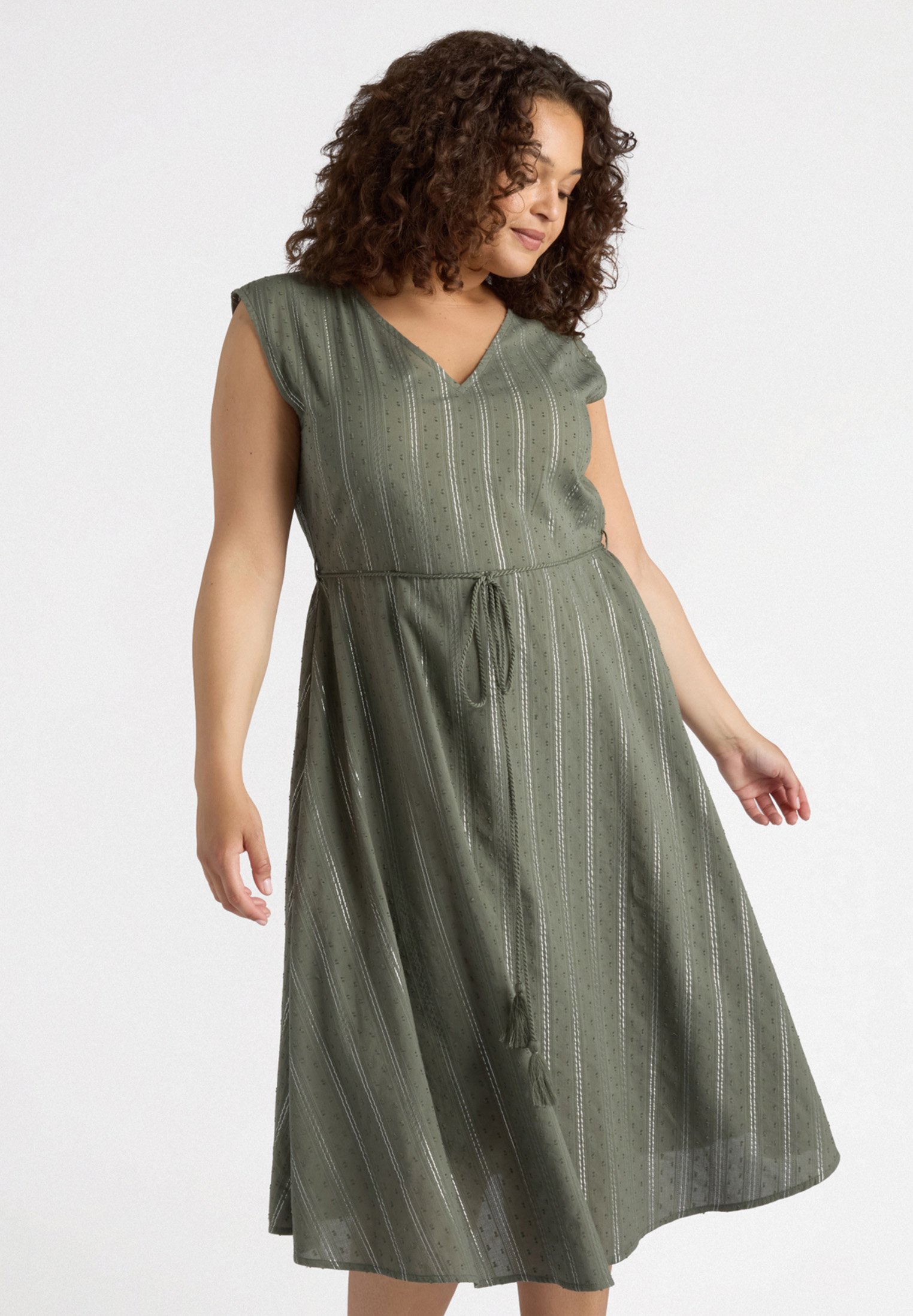 Vestito Stampato Curvy Fiorella Rubino - Scollo Spalle Scoperte, Viscosa Leggera, Primavera/Estate 2025