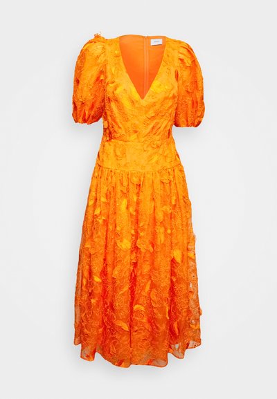 Erdem WAISTED PUFF SLEEVE V-NECK DRESS - Kokteilikleit/peokleit - clementine