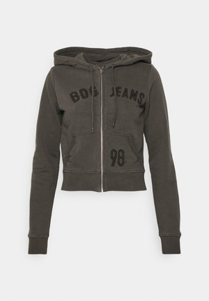 ROPPED ZIP THRU HOOD - Zip-up sweatshirt - charcoal