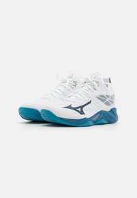 Mizuno WAVE DIMENSION MID - Volejbalové boty - white/moroccan blue/silver
