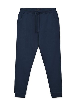 Pantaloni sportivi blu navy con vita elastica, coulisse regolabile, tasche laterali e caviglie a costine.