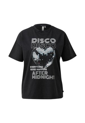 QS, T-shirt con stampa - schwarz