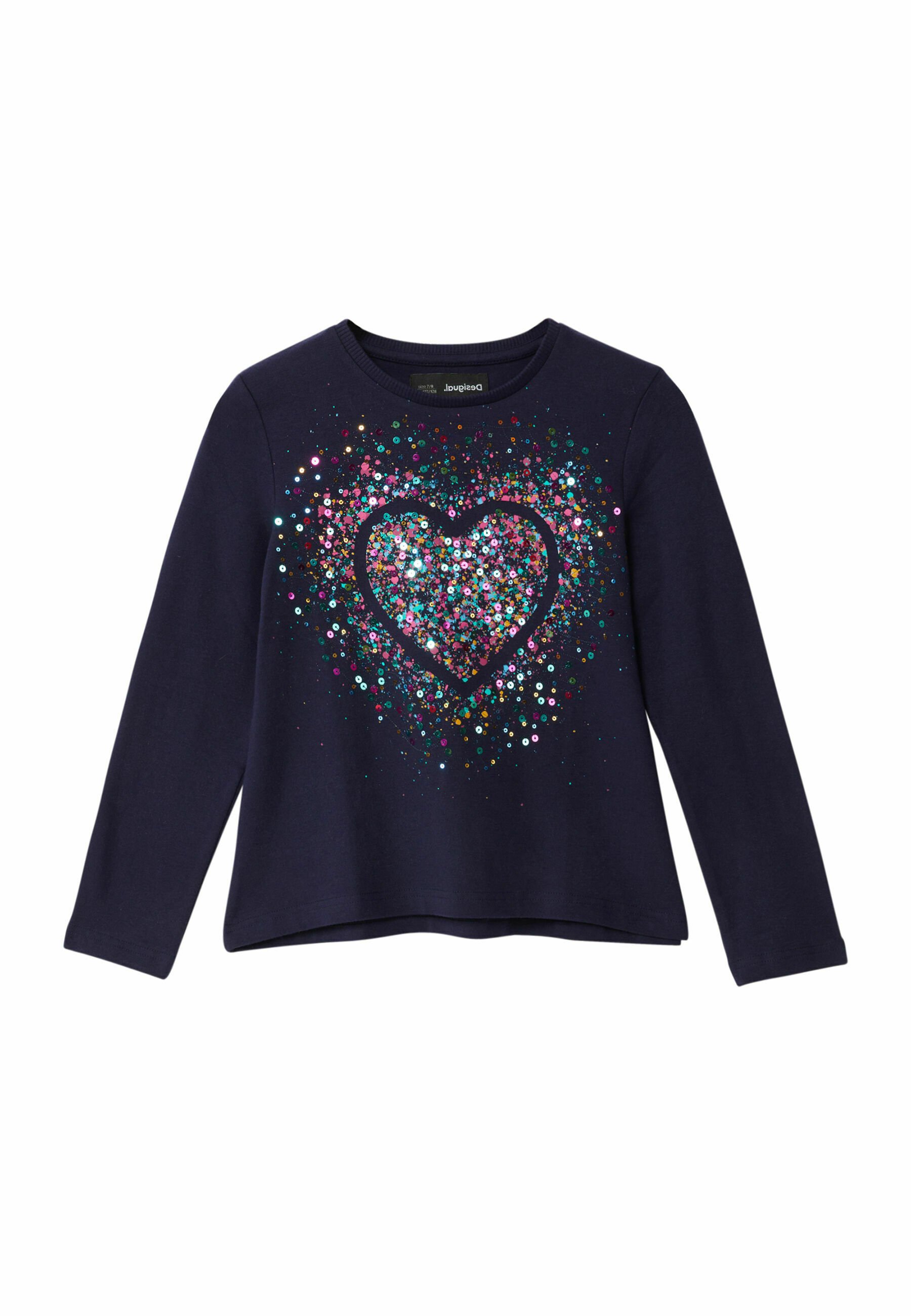 T-shirt Manches Longues Desigual Pour Fille 13-14 Ans - Motif Floral Gris Anthracite - Occasion Très Bon état