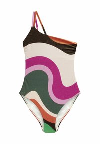 Next ONE SHOULDER TUMMY SHAPING CONTROL - Badedragt - ecru purple wavey glitter