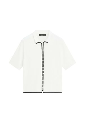 Massimo Dutti, SHORT SLEEVE KNIT CARDIGAN WITH CONTRAST DETAIL - Hemdbluse - white