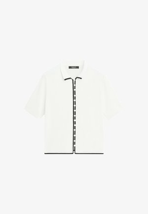 Massimo Dutti, SHORT SLEEVE KNIT CARDIGAN WITH CONTRAST DETAIL - Hemdbluse - white