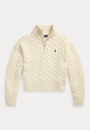 Polo Ralph Lauren, CABLE WOOL-CASHMERE HALF-ZIP SWEATER - Pullover - authentic cream