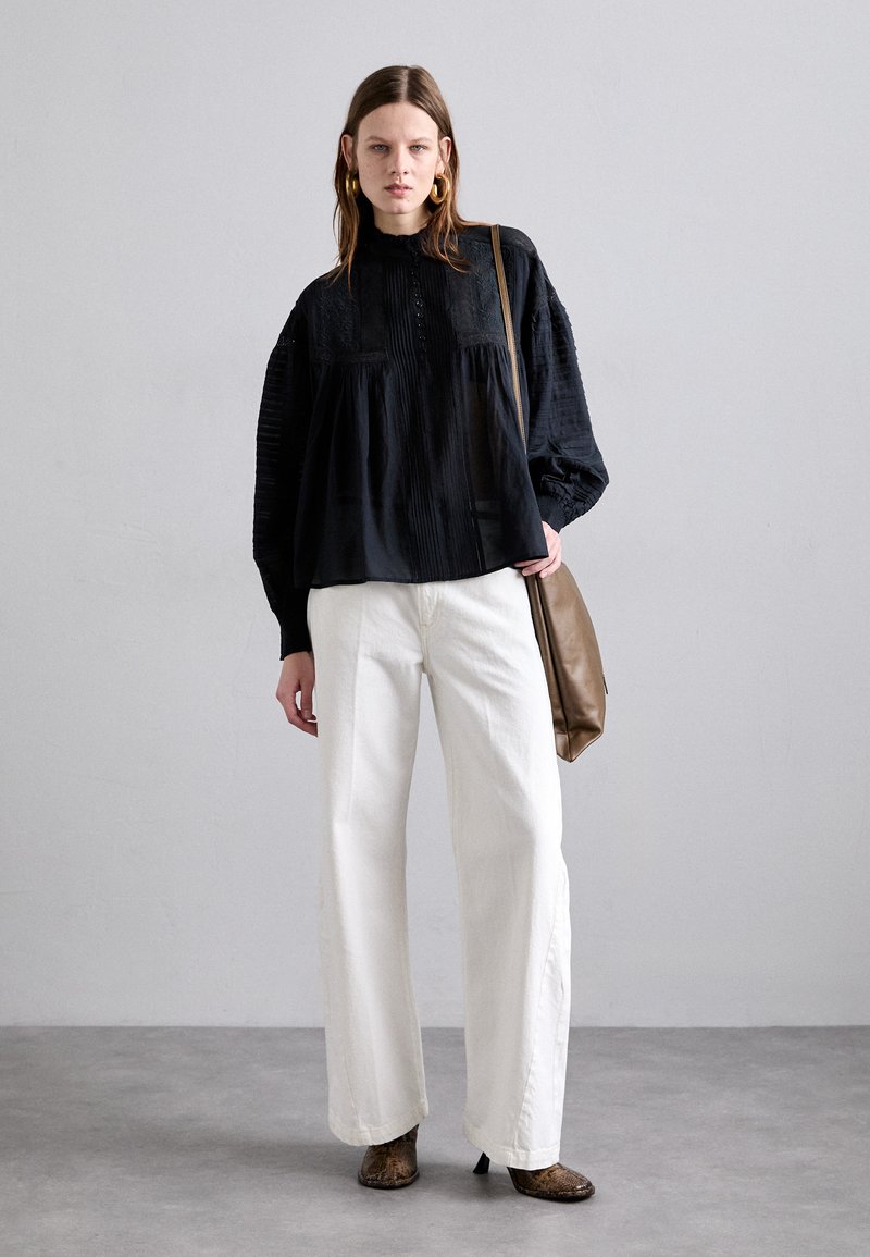 Chemisier Vanessa Bruno Athé Manches Ballon Noir - Taille M/38, Style Bohème Boutonné