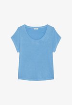 Marc O'Polo SHORT SLEEVE DEEP ROUND NECK - T-Shirt basic - shiny sky ...