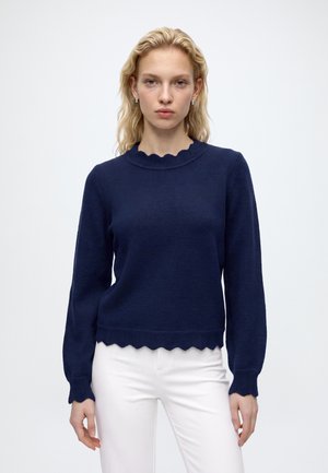 VILA, VINIKOLINA O-NECK L/S KNIT TOP - NOOS - Pullover - navy blazer detail:melange
