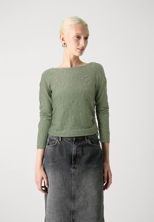 TEXTURED - Pikkade varrukatega topp - seagrass