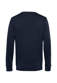 Marinblaues Sweatshirt mit Rundhalsausschnitt, langen Ärmeln, gerippten Bündchen und schlichtem Rückendesign. Hergestellt aus weichem, bequemem Material.