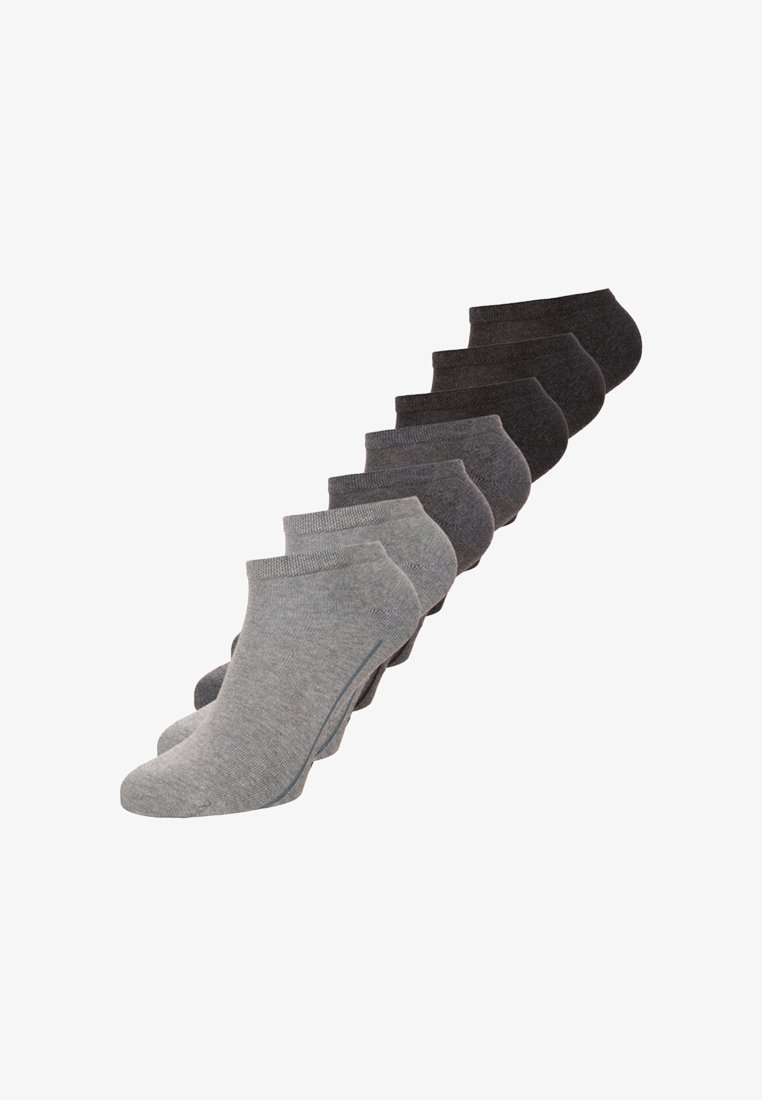 Set di otto calzini invisibili in diverse tonalità di grigio e nero. Realizzati in un morbido tessuto elasticizzato con un design senza cuciture per il massimo comfort.