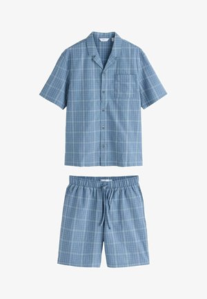 Next, REGULAR FIT - SHORT SLEEVE CHECK BUTTON THROUGH PYJAMAS SET - Nachtwäsche Set - blue
