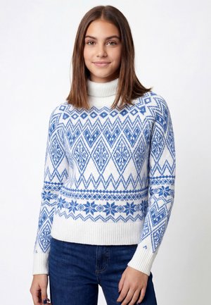 myMo Strickpullover - marine weiss