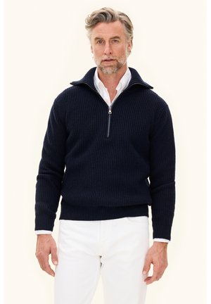 MAURITZ HALF ZIP - Stickad tröja - navy
