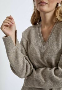 PEPPERCORN CASEY V-NECK - Džemper - m winter twig sand melange