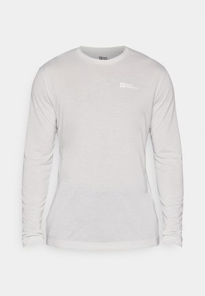 Maglietta a maniche lunghe in morbido tessuto bianco, con scollatura rotonda e sottile dettaglio del logo sul petto, con polsini ben rifiniti e orlo dritto.