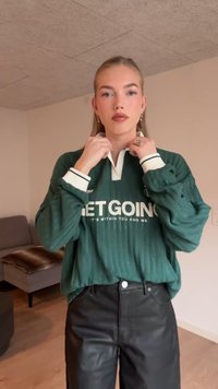 PULL&BEAR SOCCER WITH COLLAR - Majica z dolgimi rokavi - dark green