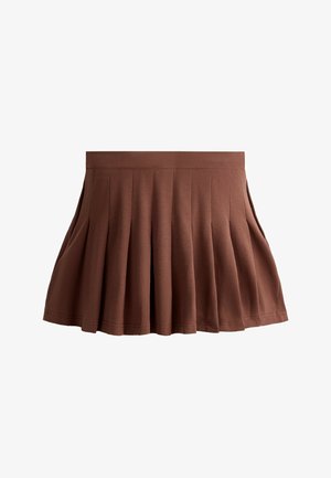 OYSHO, SHORT PLEATED PIQUÉ SKIRT - Jupe trapèze - terracotta