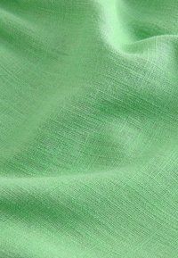 Tissu vert clair avec un tissage fin et texturé, présentant un tombé fluide et un lustre subtil. Aucuns motifs ou embellissements distincts visibles.