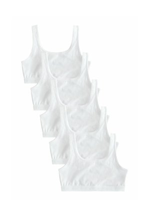 Set van vijf witte katoen bralettes met een ronde hals, brede banden en gestikte afwerking, met een zachte textuur en relaxte pasvorm.