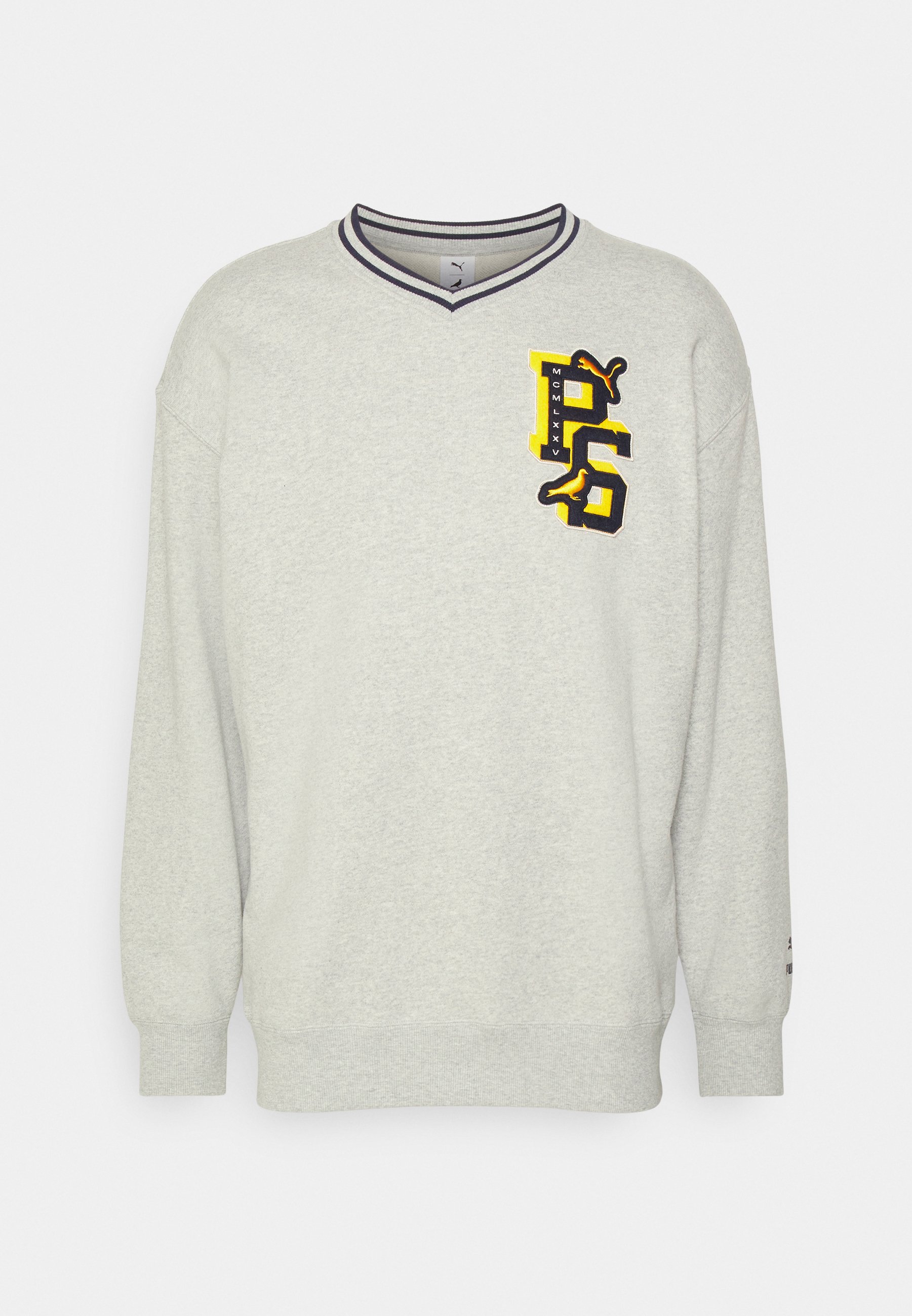 Puma STAPLE V NECK CREW - Mikina - light gray heather