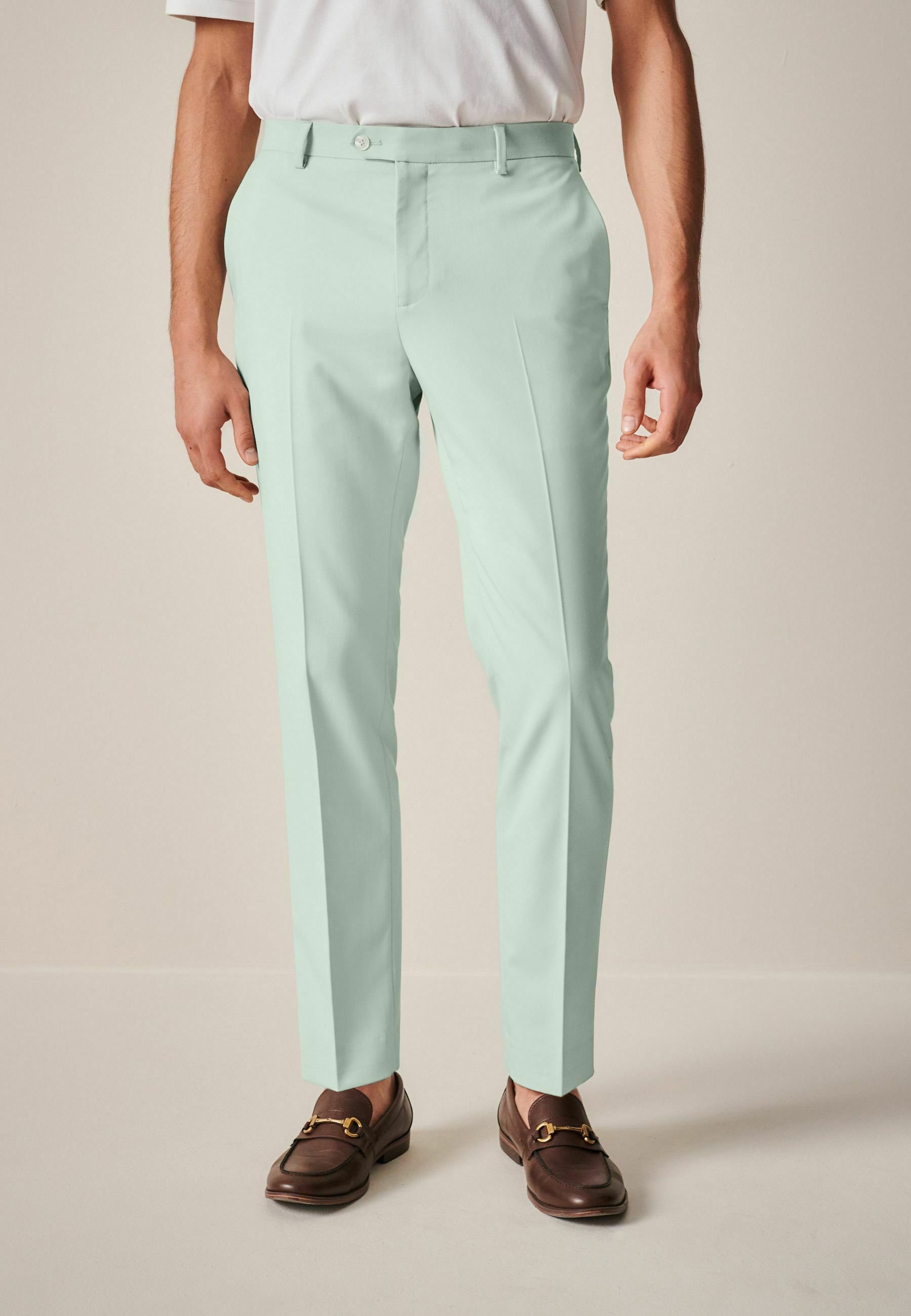 mint green dress pants mens Men's Linen-Look Sea Foam Green Suit Pants, 48 Short, Modern Fit