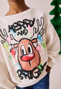 Next Sportska majica - ecru graffiti reindeer